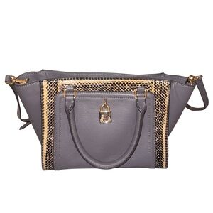 RARE!🔥Vintage Juicy Couture Luxe Locks Tote Gray Gold Cow Leather Snakeskin